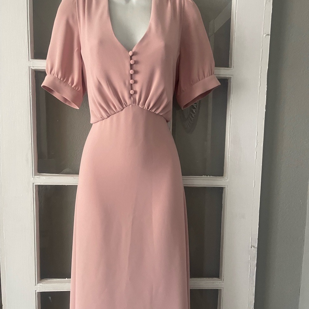 Paul & Joe Blush Midi Dress with Button Detail - Picture 3 of 10